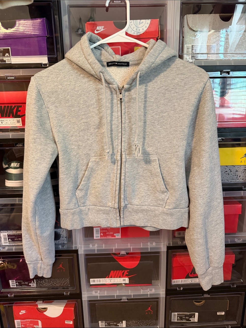 Brandy Melville Light Gray Zip Hoodie